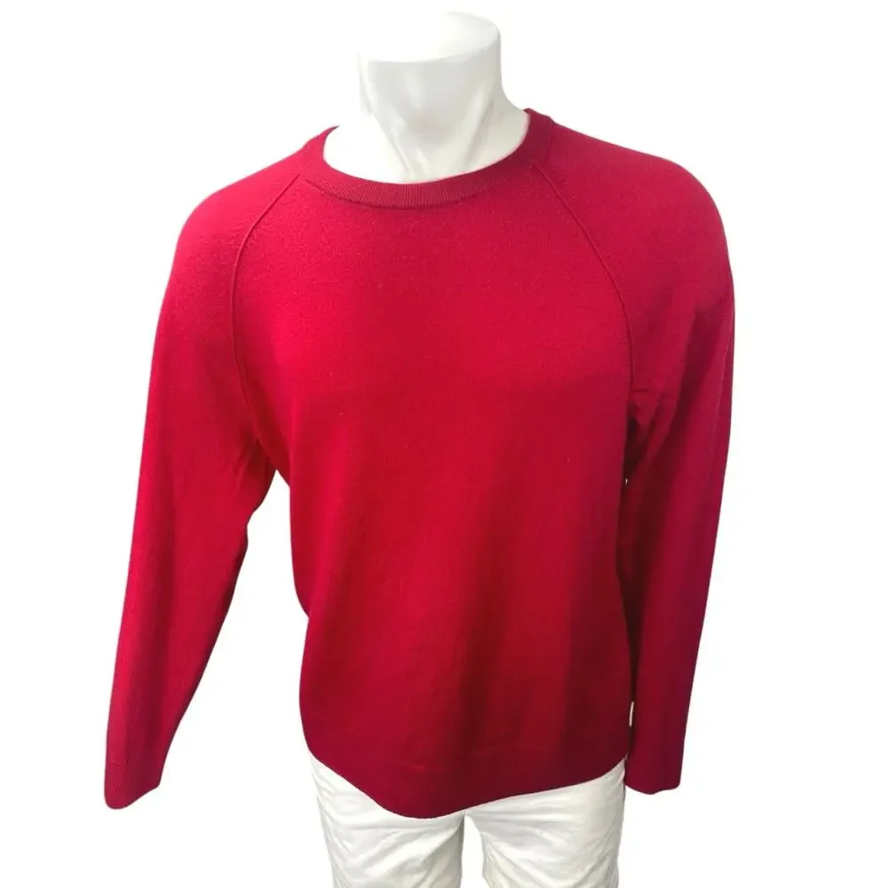 Banana Republic 100% Merino Wool Men's Red Crewneck Long Sleeve Sweater Top Sz L